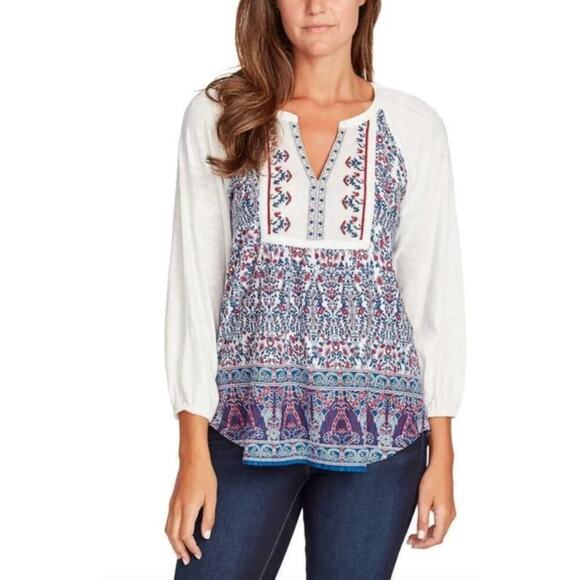 Vintage America Blue, White, Red Peasant Blouse ‎ $59 - Picture 1 of 4